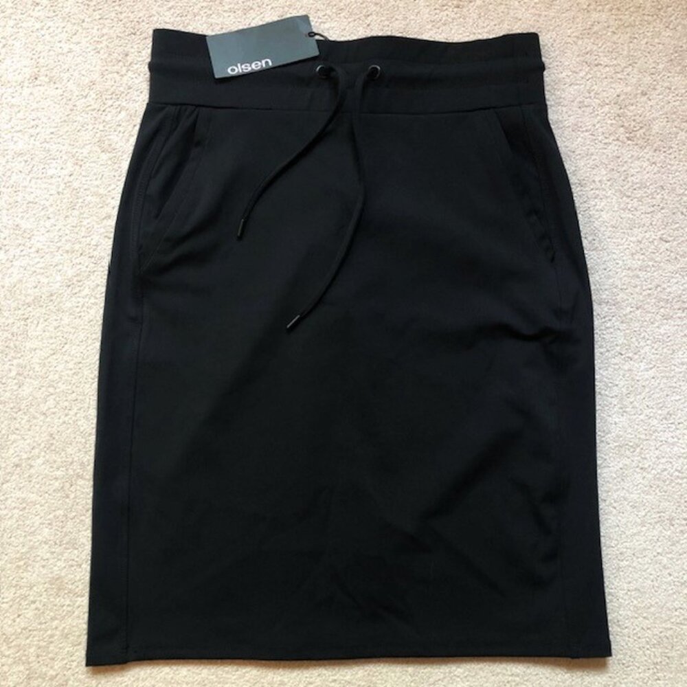 NWT OLSEN Knee-length Pencil Skirt with Drawstring Waist & Pockets, Size 36 / 6 - Picture 4 of 11